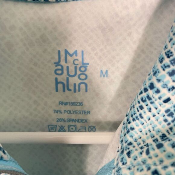 J. McLaughlin Light Blue & Navy Blue Patterned Zip Up Workout Jacket - Picture 6 of 6